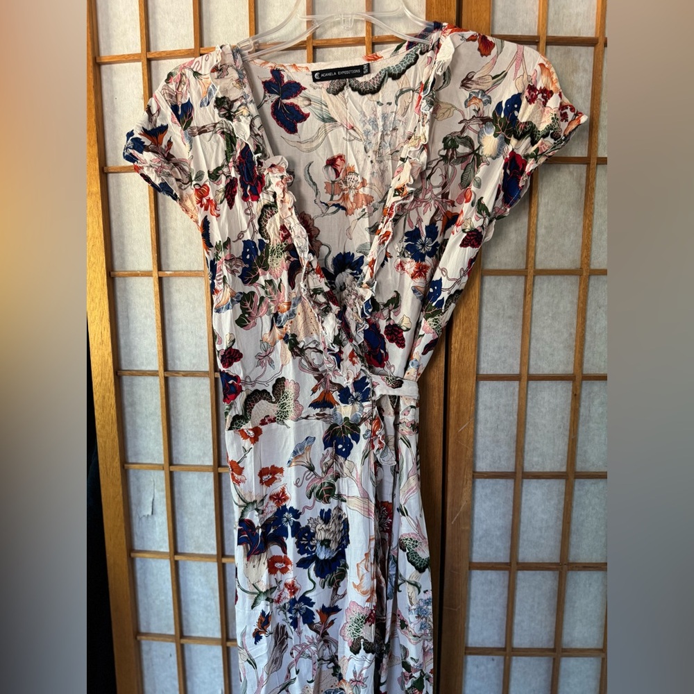 Acanela Expeditions adventure Floral Wrap Dress S/M